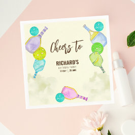 Födelsedagsfest för vattenfärgstema Pickleball Lig Pappersservett