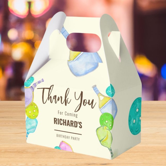 Födelsedagsfest för vattenfärgstema Pickleball Spo Presentaskar (Skapare uppladdad)