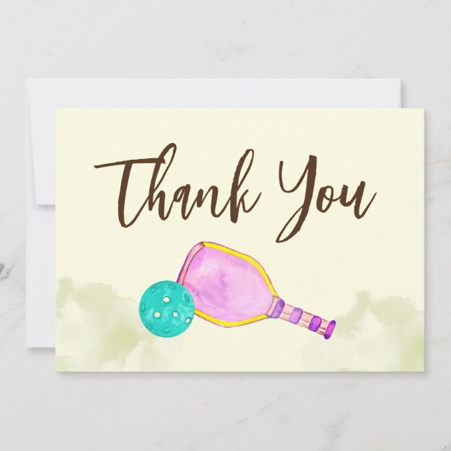 Födelsedagsfest för vattenfärgstema Pickleball Spo Tack Kort (Framsida)