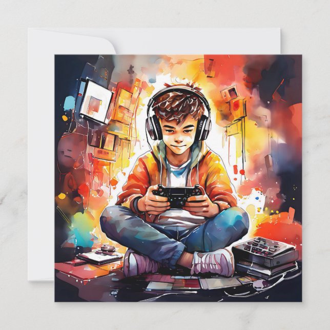 Födelsedagsfest för Video Game Boy Inbjudningar (Framsida)