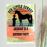 Födelsedagsfest för vintagar med låg cowboytröskel inbjudningar<br><div class="desc">Vintage,  lilla cowboysolnedgång,  pojkarna födelsedagsfest inbjudan mall.</div>