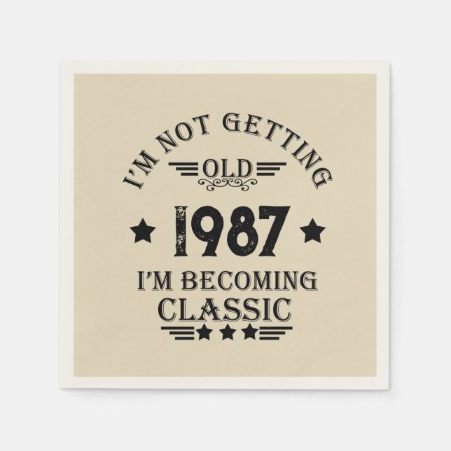 födelsedagsfest för vintage av personlig pappersservett (Framsidan)