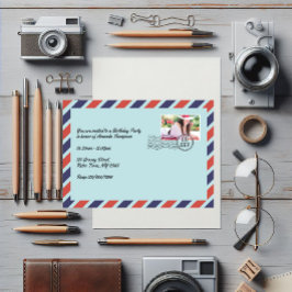Födelsedagsfest för vintagens flygpostkuvert inbjudningar