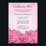 Födelsedagsfest för vintagerosa ros 80th inbjudningar<br><div class="desc">Denna eleganta födelsedagsfest inbjudan för rosa ros 80th är ett härligt långt som inviterar dina gäster. Skräddarsy lätt för ditt party!</div>