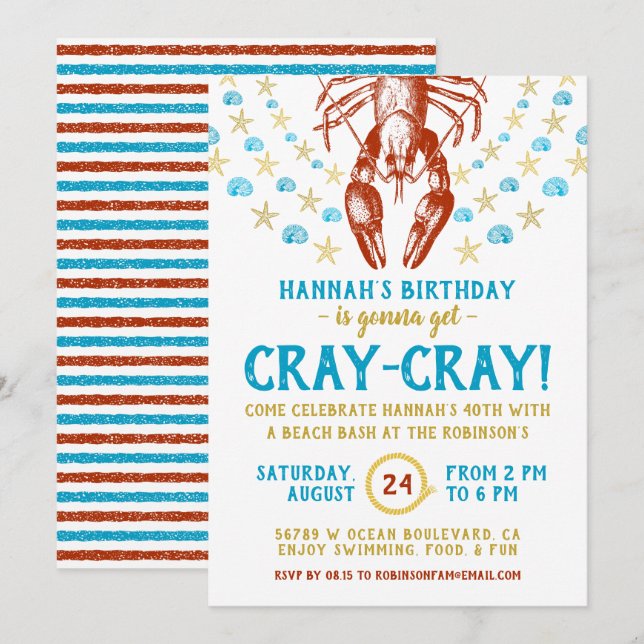 Födelsedagsfest för Vuxen av Snäcka för marin havs Inbjudningar (Fram/baksida)