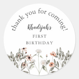 Födelsedagsfest för Wildblomflicka Runt Klistermärke