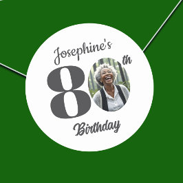 Födelsedagsfest Foto för 80-årsjubileum Runt Klistermärke