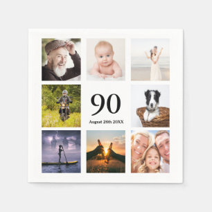 Födelsedagsfest fotokollage killar 90 år pappersservett