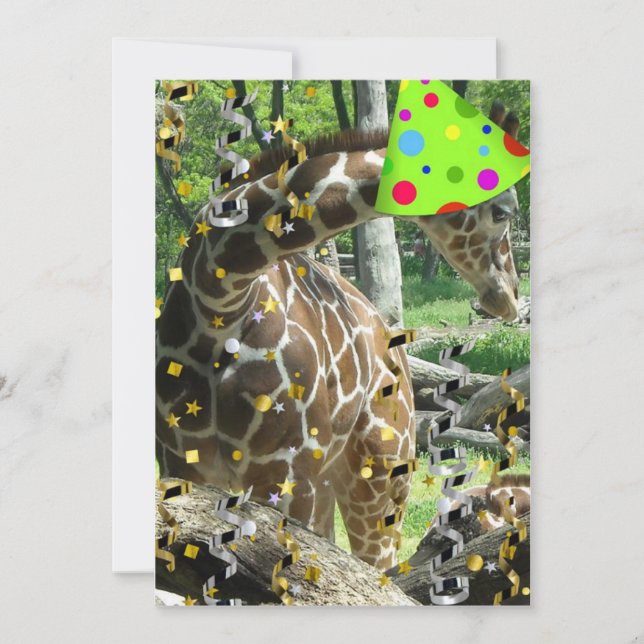 Födelsedagsfest Giraffe Inbjudan (Framsida)
