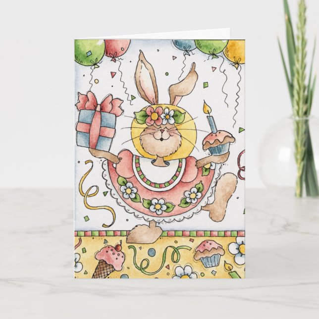 Födelsedagsfest - gratulationskort kort (Framsida)