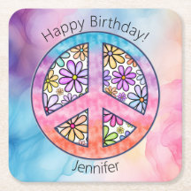 Födelsedagsfest Groovy Hippie Papper Underlägg