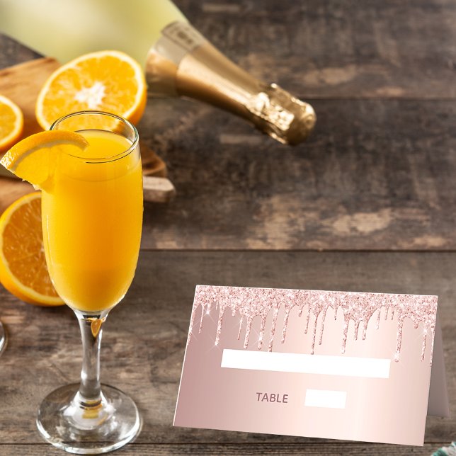 Födelsedagsfest guld glitter rosa gnistra ro placeringskort (Skapare uppladdad)