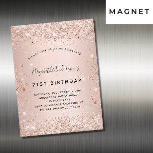 Födelsedagsfest guld  lyxen glitter magnetisk inbjudningskort