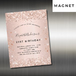Födelsedagsfest guld  lyxen glitter magnetisk inbjudningskort<br><div class="desc">För elegant 21:a (eller någon ålder) födelsedagsfest. En övertoningsbakgrund för ro guld. Dekorerad med ro guld faux glitter. Anpassa och lägg till information om namn och party. Namn är skrivet med ett handskript i stil</div>