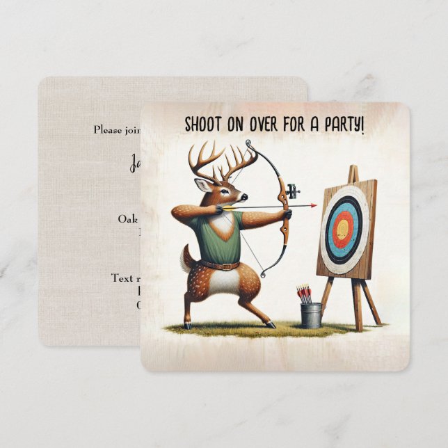 Födelsedagsfest Hjort Archery Inbjudningar (Fram/baksida)