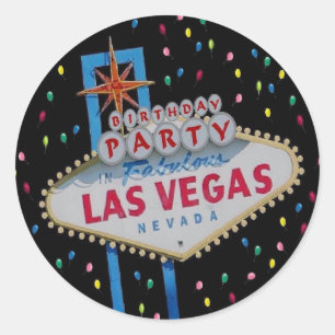 Födelsedagsfest i den sagolika Las Vegas Runt Klistermärke