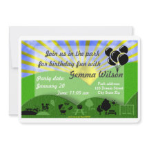 Födelsedagsfest i parkerainbjudan
