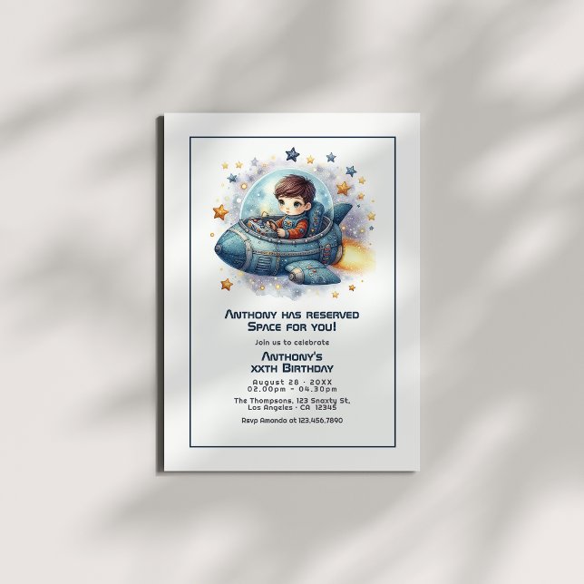 Födelsedagsfest i rymden - En Utomjordisk Firande  Inbjudningar (Out-of-This-World Celebration Space Birthday Party Invitation)