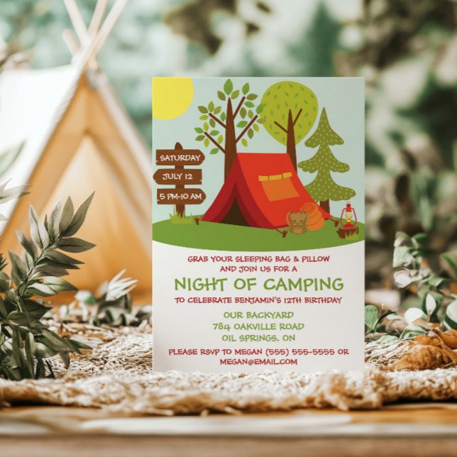 Födelsedagsfest i tält inbjudningar (Skapare uppladdad)