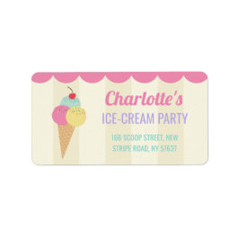 Födelsedagsfest Ice-Cream Parlor-Adressetiketter Adressetikett