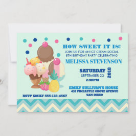 Födelsedagsfest Ice Cream Social Inbjudningar
