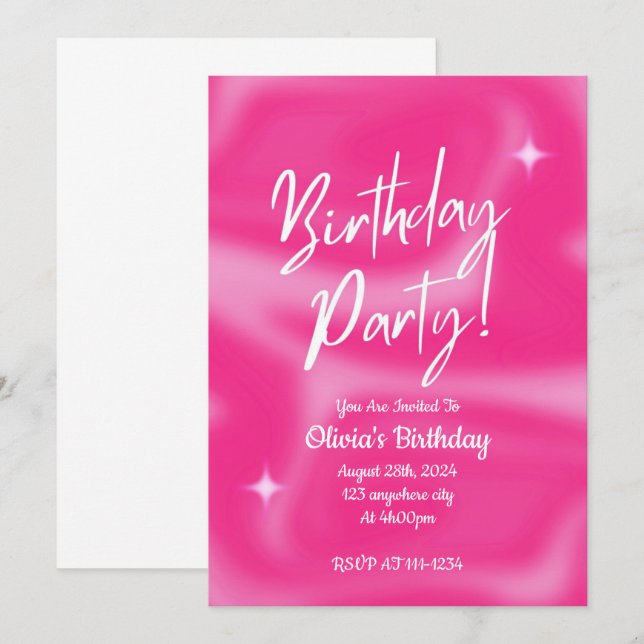 FÖDELSEDAGSFEST INBJUDAN (Fram/baksida)