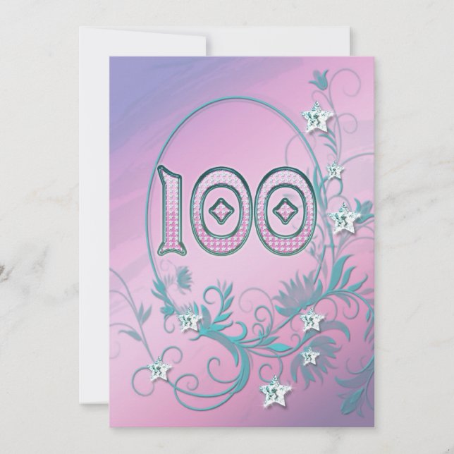 Födelsedagsfest inbjudan 100 år gammal (Framsida)