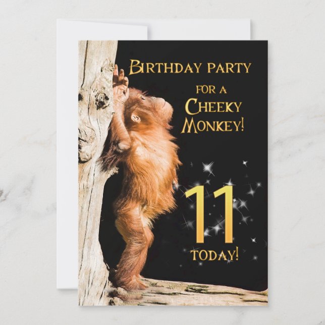 Födelsedagsfest inbjudan 11, med orangutan (Framsida)