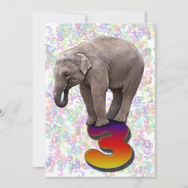 Födelsedagsfest inbjudan 3, med elefanter från lyc (Framsida)