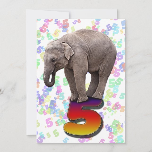 Födelsedagsfest inbjudan 5, med elefanter från lyc (Framsida)