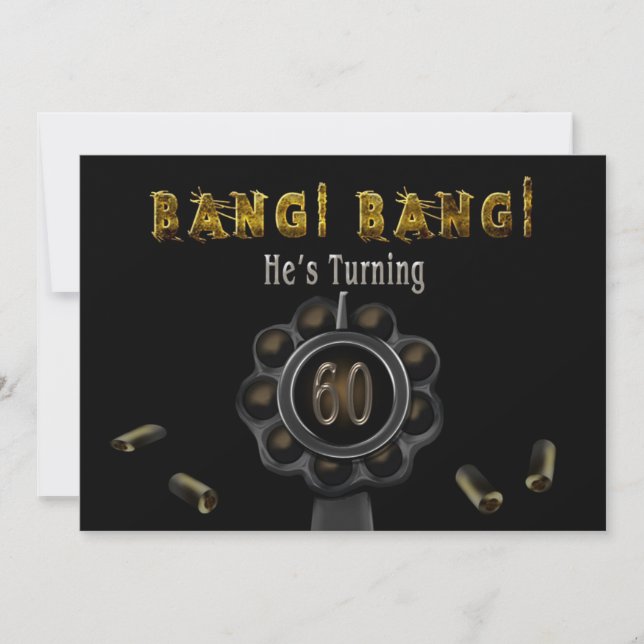 FÖDELSEDAGSFEST INBJUDAN - 60:E - BANG BANG! (Framsida)