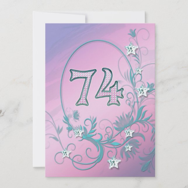 Födelsedagsfest inbjudan 74 år (Framsida)