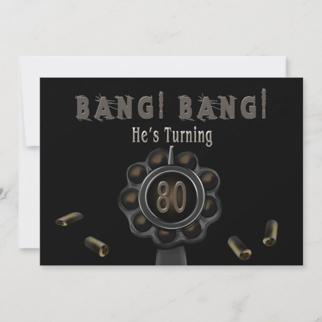 FÖDELSEDAGSFEST INBJUDAN - 80:E - BANG Pewter (Framsida)