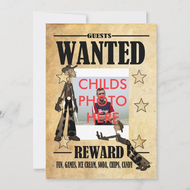 Födelsedagsfest inbjudan Barn ville ha fotopatecke (Framsida)