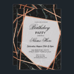 Födelsedagsfest Inbjudan Black Marble Ro Guld 21:a<br><div class="desc">Elegant Black Marble Ro Guld Party inbjuds. Utskrift bakåt ingår. Ändra texten till kostym i party. Se Wowen Samling - visa Wow Meow för samlingen Black Marble & Ro Guld.</div>