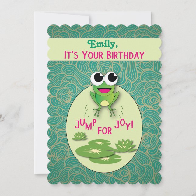 Födelsedagsfest inbjudan Cute Frog (Framsida)