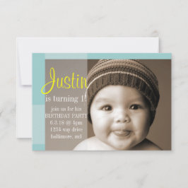 Födelsedagsfest Inbjudan | En blå Gult för segment