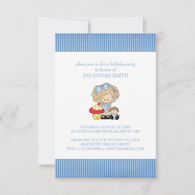 Födelsedagsfest inbjudan för en flicka (Framsida)