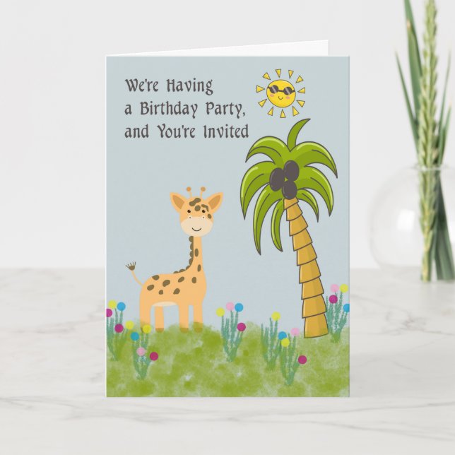Födelsedagsfest inbjudan, för ett Party vid djurpa Inbjudan (Framsida)