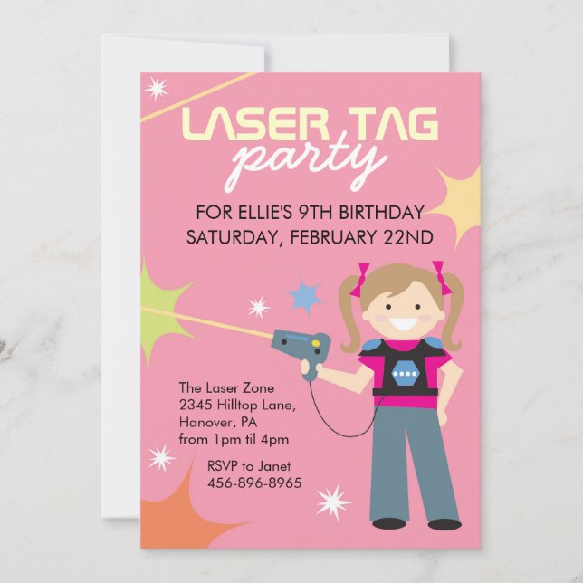 Födelsedagsfest inbjudan för laserMärkre (Framsida)