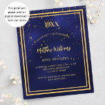 Födelsedagsfest inbjudan för marinblått guld flygblad<br><div class="desc">Observera att inbjudan är papper och mycket tunn. Kuvert ingår inte. Om du vill ha mer omfattande inbjudningar (samma design) kan du besöka vår butik. En mörk blått, marin blå bakgrund. Den blå färg är ojämn. Med en gyllene ram och en guldkonfektyll sprinkle, guldfärgad brev. Anpassa och lägg till födelseår,...</div>
