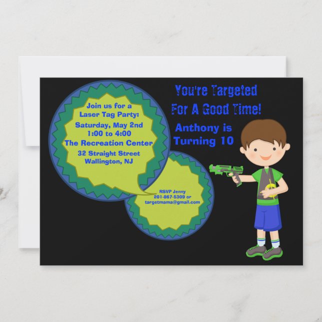 Födelsedagsfest inbjudan för pojkelaser-märkre (Framsida)