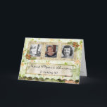 Födelsedagsfest inbjudan för shabby chicfoto 80th<br><div class="desc">Födelsedagsfest inbjudan för shabby chicfoto 80th på grönt och blom- bakgrund för persika med tre foto.</div>