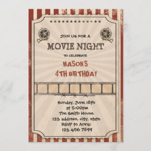 Födelsedagsfest inbjudan för vintagefilmnatt