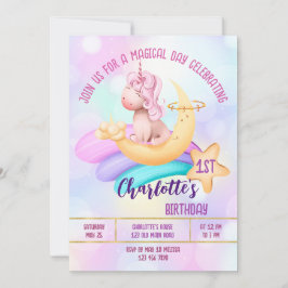 Födelsedagsfest inbjudan i  för regnbåge