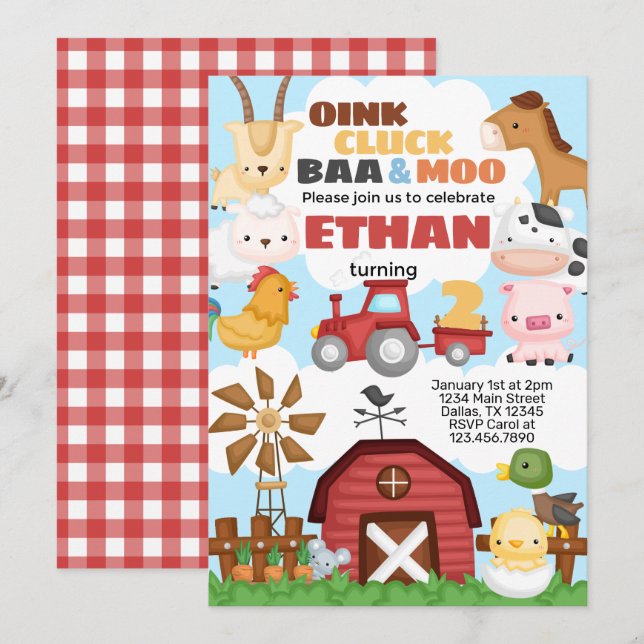 Födelsedagsfest inbjudan Inbjudan (Fram/baksida)