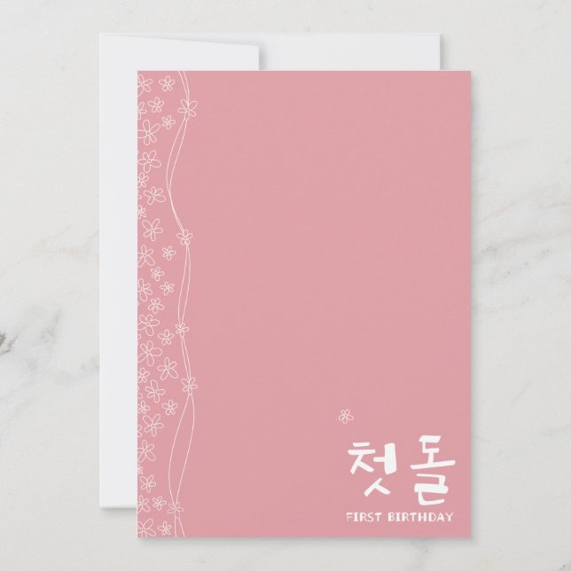 födelsedagsfest inbjudan-kort för koreanska inbjudningar (Baksida)