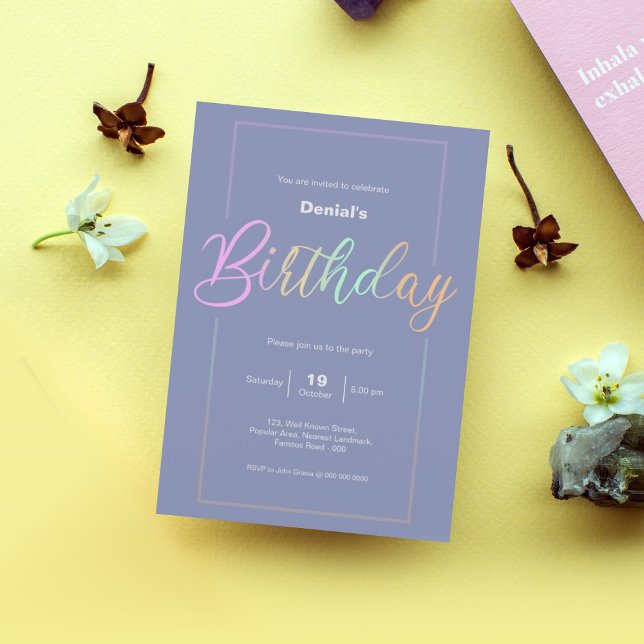 Födelsedagsfest inbjudan-kort | Rainbow Färg Inbjudningar (birthday invitation | birthday invitation card design | birthday party invitation )