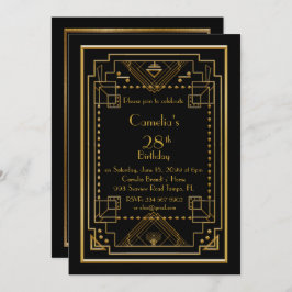 Födelsedagsfest inbjudan, kvinna,underbar Gatsby,s Inbjudningar