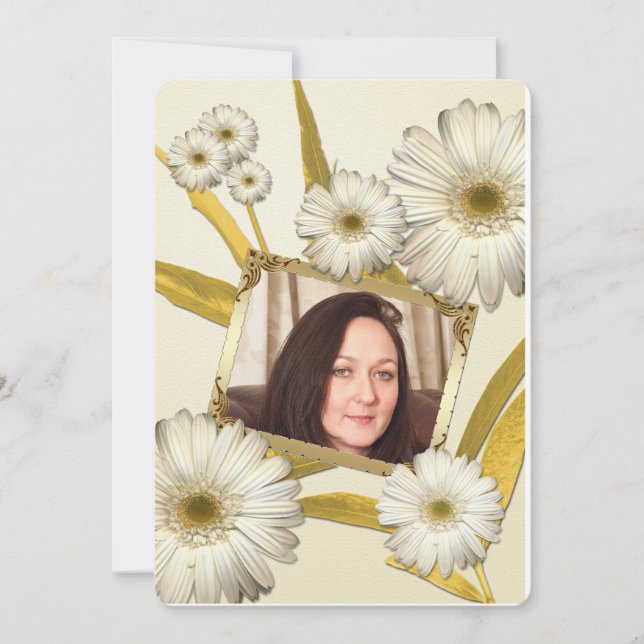 Födelsedagsfest inbjudan med daisy (Framsida)